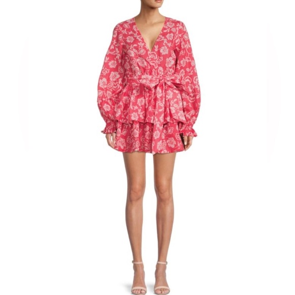 RAMY BROOK Jolie linen Floral Mini Tiered Dress Small - Picture 1 of 16